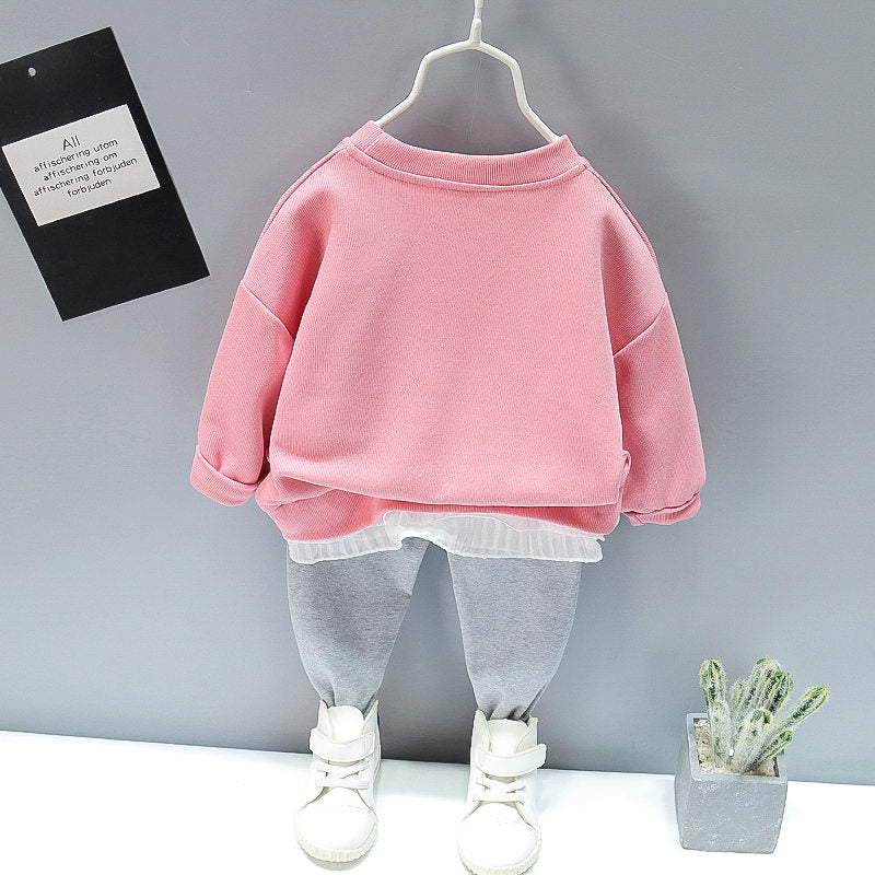 New Spring Toddler Clothing Cotton Suit Children Girls Girls Cartoon T-shirt Sports Pants 2Pcs/set Kids Clothes Baby Tracksuits