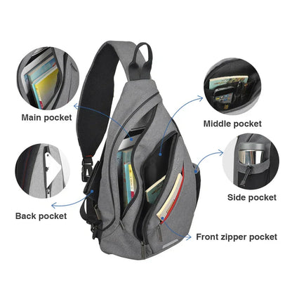 Men One Shoulder Backpack Women Sling Bag Crossbody USB Boys Cycling Sports Travel Versatile Fashion Bag Student School