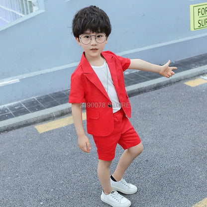 Boys Girls Summer Vest Shorts Clothing Set Baby Children Birthday Ceremonial Wedding Dress Skirt Suit Gentleman Kids Costumes