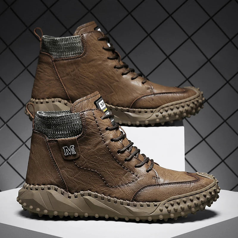 Winter Warm Men's Casual Shoes Fashion Men's Leather Boots Comfortable Men's Ankle Boots Outdoor High Quality Hiking Boots Men