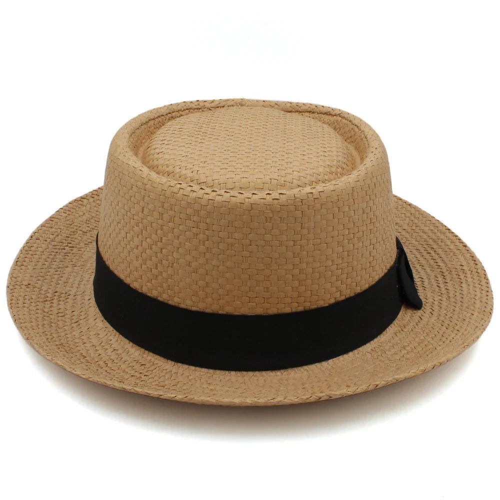 Larger Size US 7 1/2 UK XL Men Women Classical Straw Pork Pie Hats Fedora Sunhats Trilby Caps Summer Boater Beach Travel Party