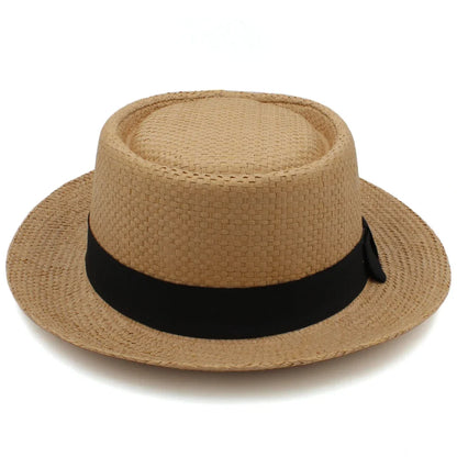Larger Size US 7 1/2 UK XL Men Women Classical Straw Pork Pie Hats Fedora Sunhats Trilby Caps Summer Boater Beach Travel Party