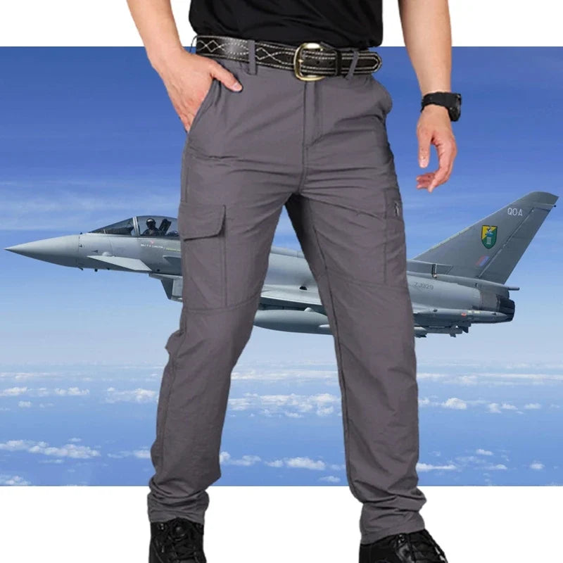 2024 Men's Tactical Casual Pants Thin Breathable Summer Casual Long Trouser Male Slim Waterproof Quick Dry Pocket Cargo Pants