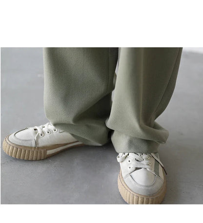 Simple Casual Women Twill Suit Pants Wide Leg Pants Straight Floor Pants Office Ladies Female Trousers