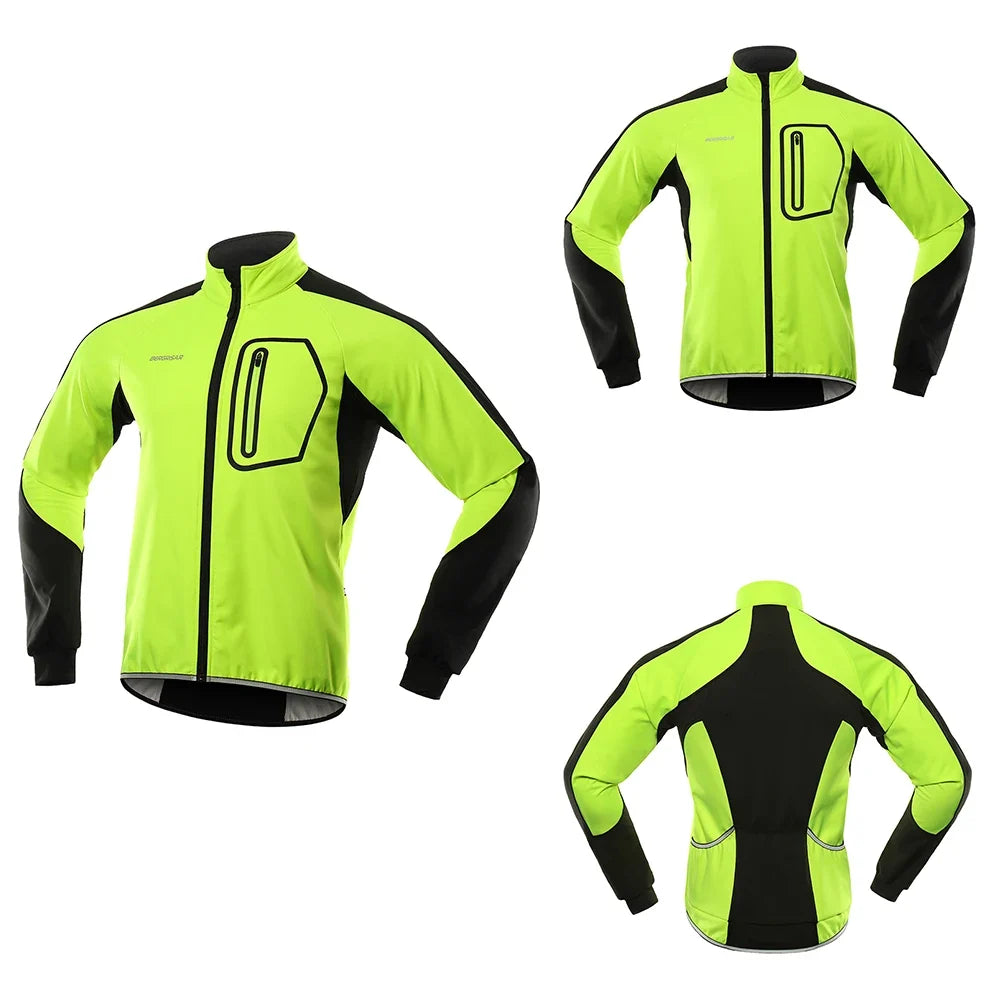 BERGRISAR Men's Cycling Jacket Winter Thermal Jacket Softshell Windbreak Waterproof Bike Coat Bicycle Raincoat BG011