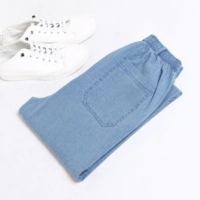 Summer Linen Men Casual Pants Work Wear Office Thin Golf Straight Long Formal Suit Trousers Plus Size 5xl 2024 New
