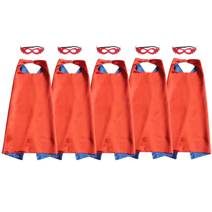 Superhero Capes with Mask REVERSIBLE Two Colored Child Cape Birthday Party Favor Satin Solid Capes Boys Girls Satin Capes