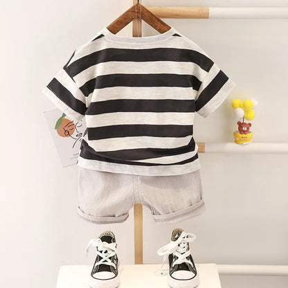 New Summer Baby Boys Clothes Suit Children Girls Cotton Striped T-Shirt Shorts 2Pcs/Sets Toddler Casual Clothing Kids Tracksuits