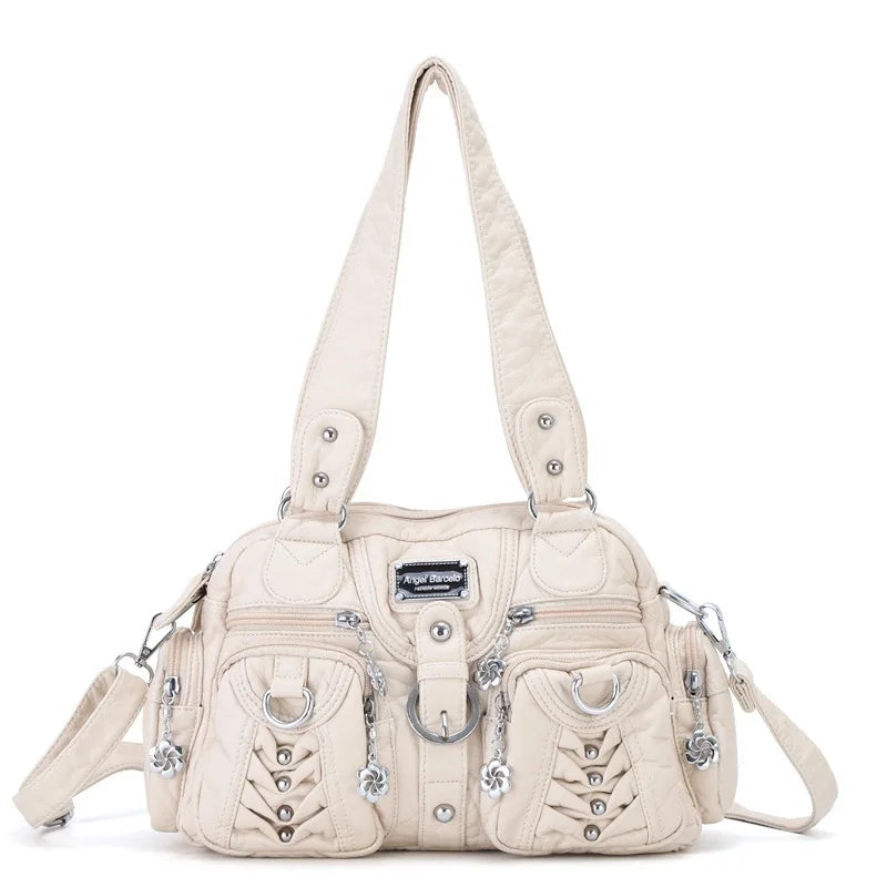 Women Handbags Fashion Satchel Top-handle Handbag PU Shoulder Bag 10.6"x8.3" Dumpling Pack Multi-pockets Shoulder Bags