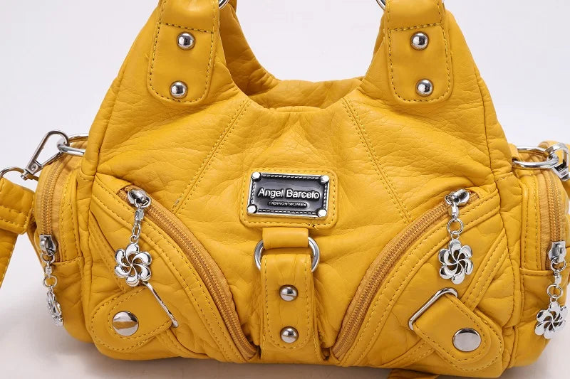 Vintage Women Handbags Soft Bag Small Top-handle Purse Fashion Satchel Multi-Pockets Shoulder Bag Hobos Phone Pack Tote Bag