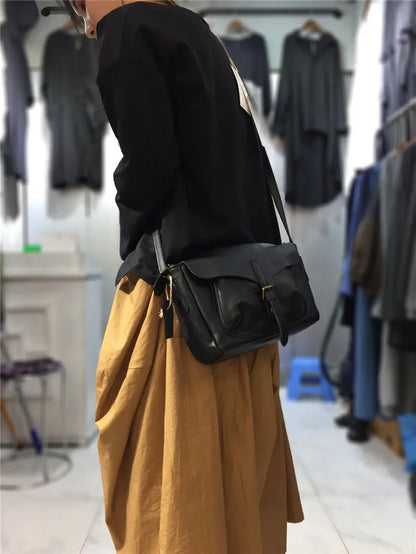 Retro Women Crossbody Bags Natural Real Leather Shoulder Bag Female Solid Casual Daily Messenger Bags Satchel Designer Handbags