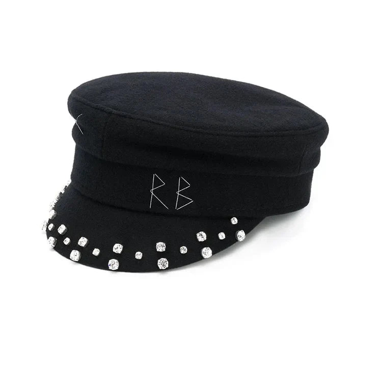 New Winter Women Hats Newsboy Caps Flat letter Militray Caps British Vintage Visor cap