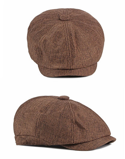 NEW Newsboy Cap Men Spring Summer Octagonal Hat For Male British Herringbone Flat Caps Retro Eight Blade Hats Breathable