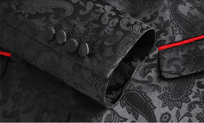 2026 New Men's White Rose Pattern Suit Jacket, Wedding Party Dress Coat, High Quality Men Slim Blazers Masculino Big Size M-6XL