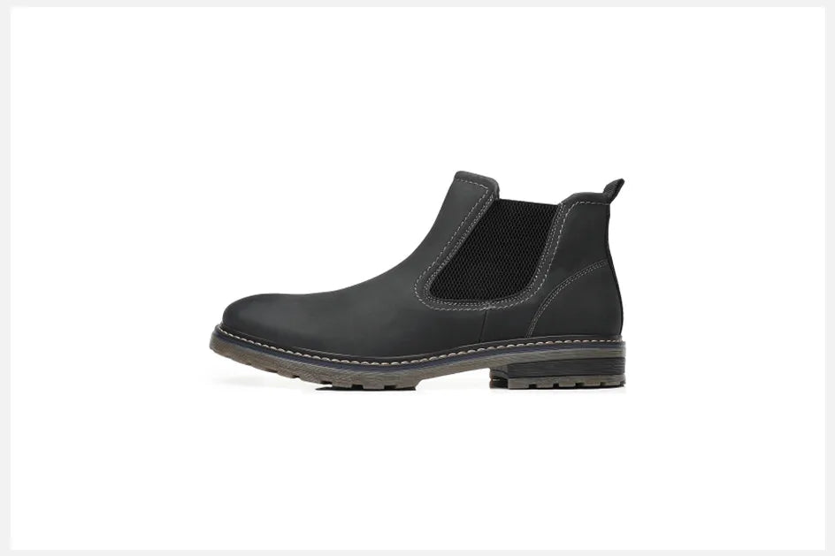 2025 Men Chelsea Boots New Winter Men Boots  Soft Leather Elastic Strap Ankle Boots Smart Formal Business Casual Man Shoes