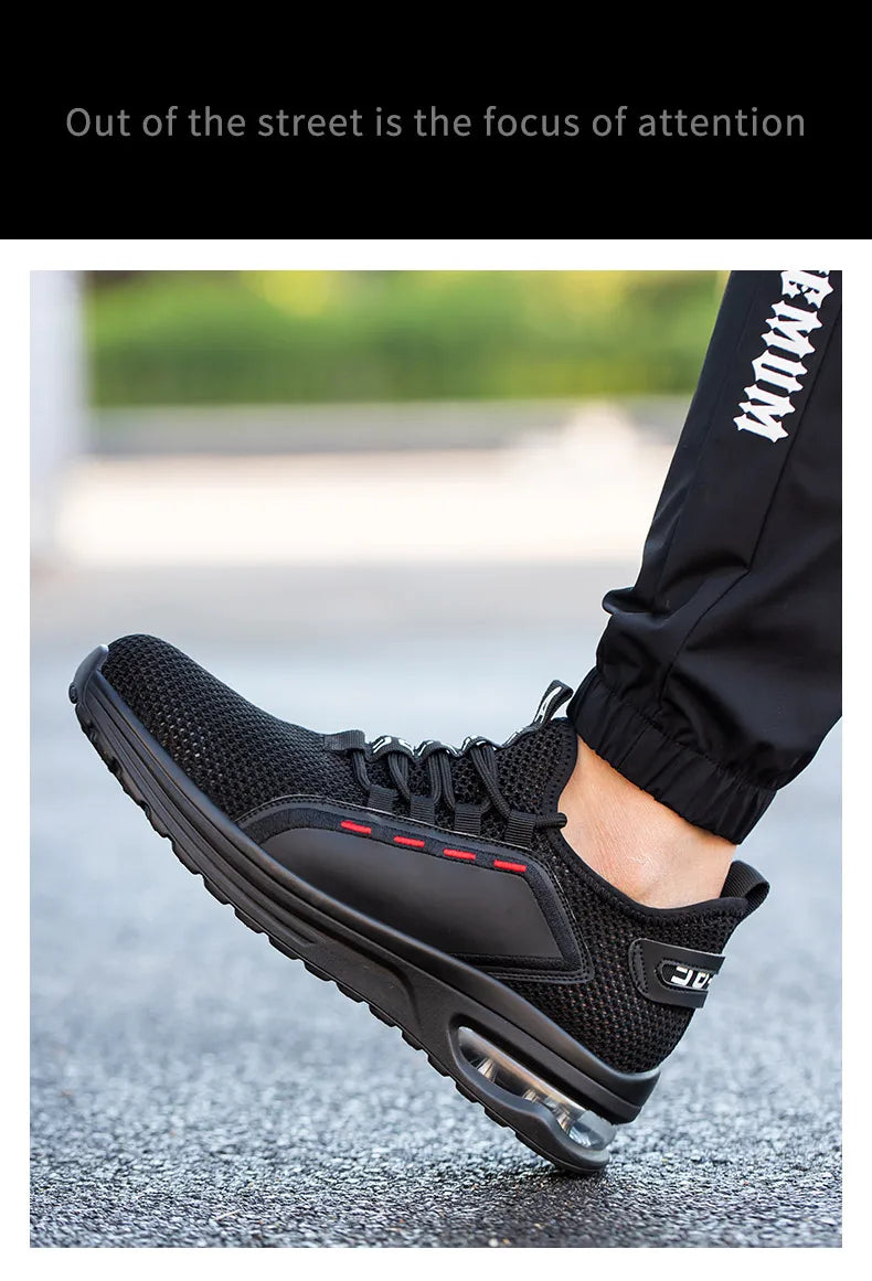 Work Shoes Hollow Breathable Steel Toe Boots Lightweight Safety Work Shoes Anti-slippery For Men Women Male Work Sneaker