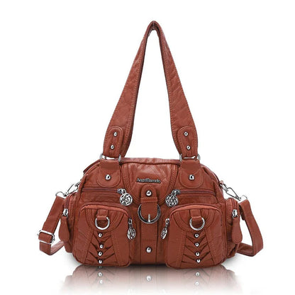 Women Handbags Fashion Satchel Top-handle Handbag PU Shoulder Bag 10.6"x8.3" Dumpling Pack Multi-pockets Shoulder Bags