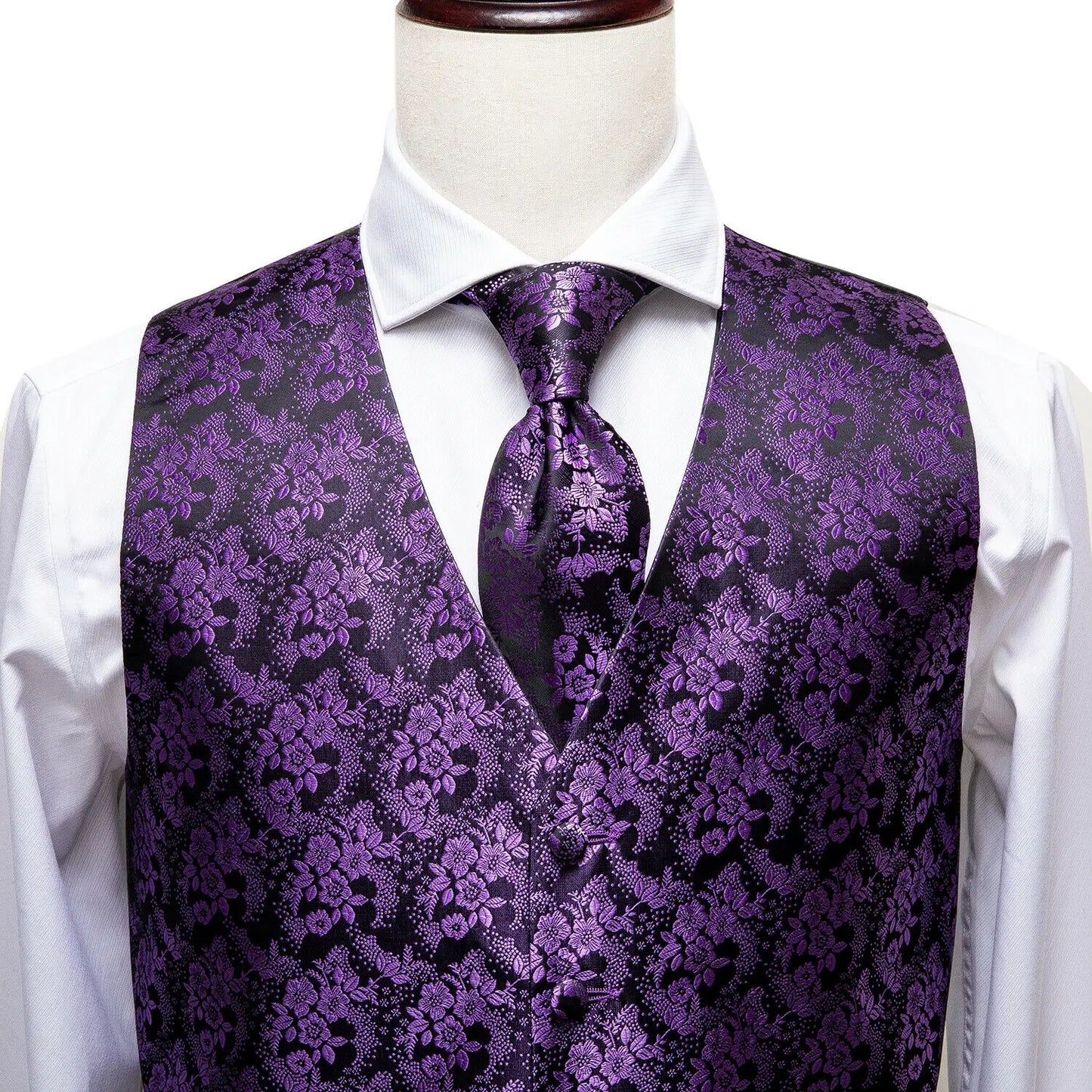 Green Mint Purple Mens Silk Vest Tie Jacquard Autumn Spring Suit Waistcoat Jacket Necktie Hanky Cufflinks for Men Wedding
