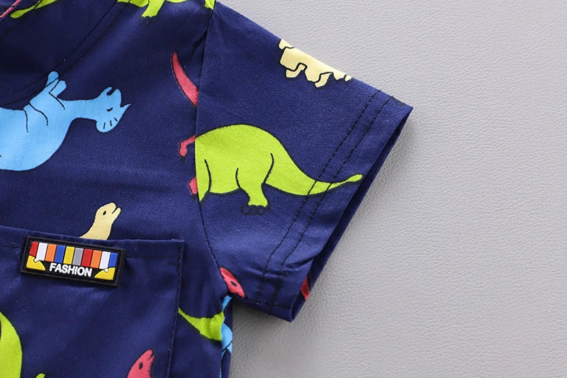 Toddler Baby Boys Girls Clothes Sets For Summer Boys Clothing Outfits Suit Cartoon Dinosaur Printing T Shirt +Shorts Pants
