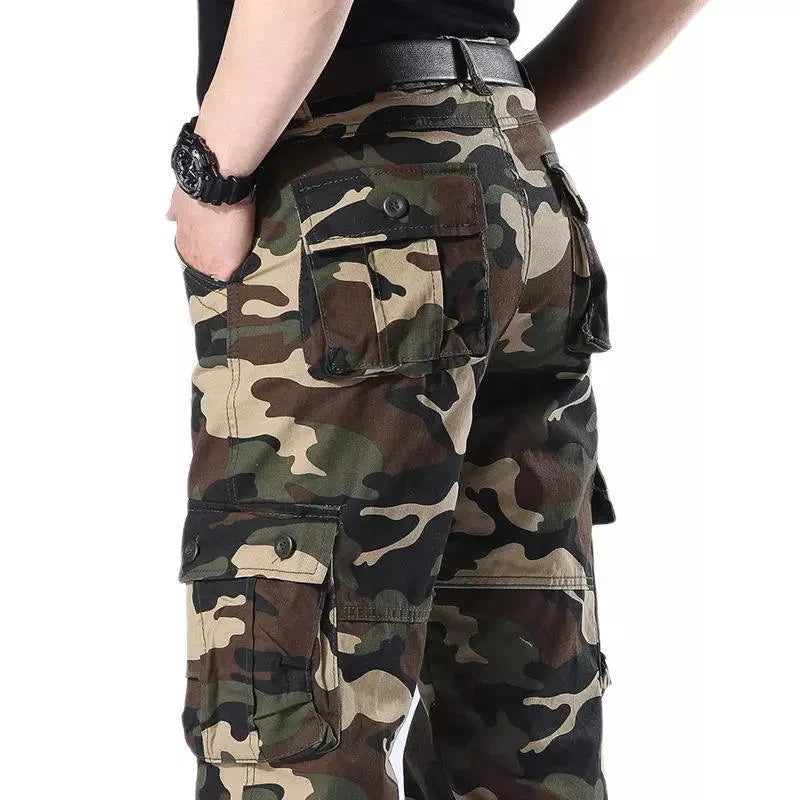 Men's Spring Baggy Cargo Pants Work Overalls Tactical Multi-Pocket Casual Cotton Pants Male Army Straight Slacks Long Trousers