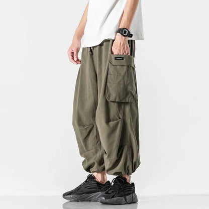 Y2k Baggy Cargo Pants 100% Cotton Joggers Streetwear Old Money Casual Harem Long Trousers Men Wide Leg Oversize