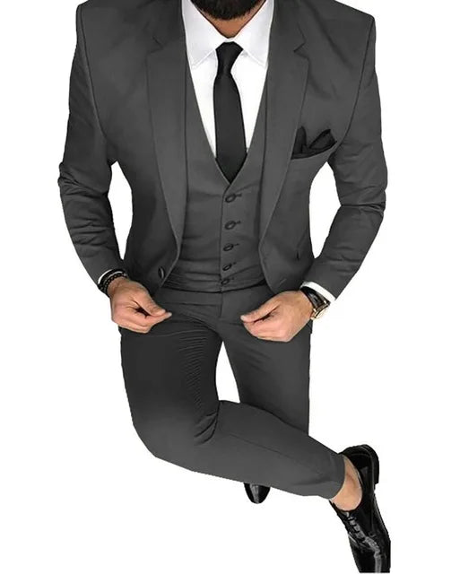 Men's Suits Prom Tuxedo Slim Fit 3 Piece Groom Wedding Suit For Men Custom Blazer Terno Masuclino 3 Pieces (jacket+vest+pant)