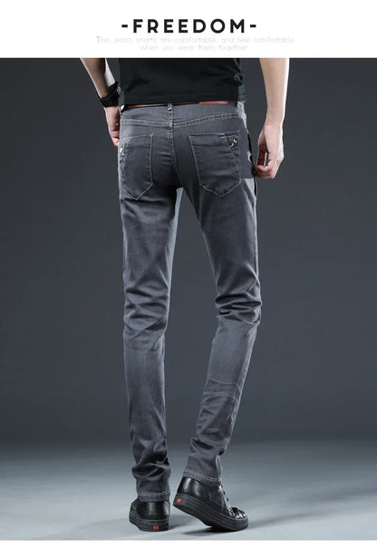 New Men Slim Button Black Skinny Jeans Solid Color Stretch Skateboard Multi-button Youth Male Denim Pants