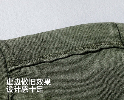 2023 Summer New American Street Short-sleeved O-neck Printed T-shirt Men's Fashion Pure Cotton Casual Washed Old Bottoming Tops