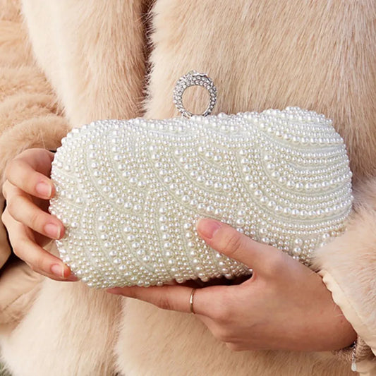 Pearl Clutch Bags Women Purse Ladies white Hand Bags Evening Bags for Party Wedding black Shoulder Bag Bolsa Feminina
