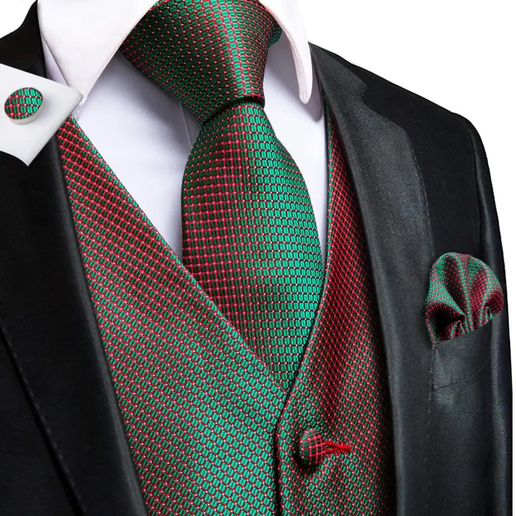 Ivory Beige Champagne Gold Mens Vests Tie Hankerchief Cufflinks Set Jacquard Vine Waistcoat for Men Suit Dress