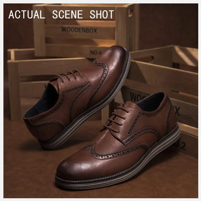 Genuine Leather Dress Shoes Comfy Men Casual Shoes Smart Business Work Office Lace-up Men Shoes