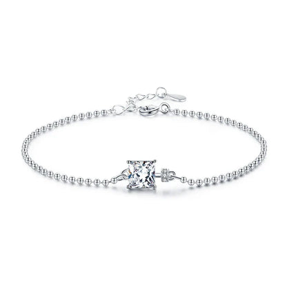 Modian 2021 New Real 925 Sterling Silver Luxury Square Tourmaline Beads Chain Bracelet For Women Paraiba Fine Statement Jewelry