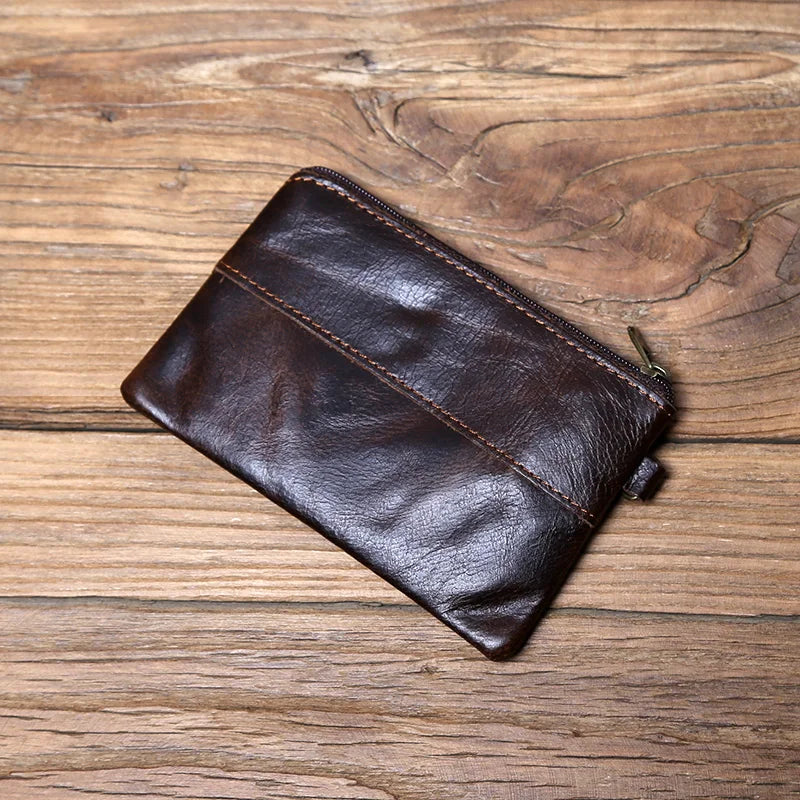 Leather Coins, Suitable For Men, Women, Mini Zipper Wallets, Small Purses, Female Purses, First Layer Cowhide Male Cardhold
