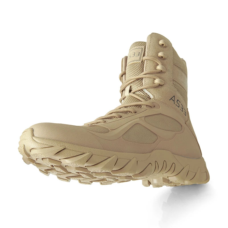New Men High Quality Brand Leather Boots Tactical Desert Combat Boots Men's Outdoor Hiking Shoes Work Safty Ankle Boots