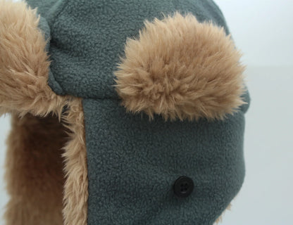 Toddler Boys Kids Fleece Trapper Sherpa Lined Windproof Winter Russian Hat with Large Flaps Warm Ski Hat
