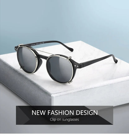 Steampunk Style Clip On Sunglasses for Men Women Anti Blue Light Glasses+Polarized Clip Fashion/Retro Computer Eyewear