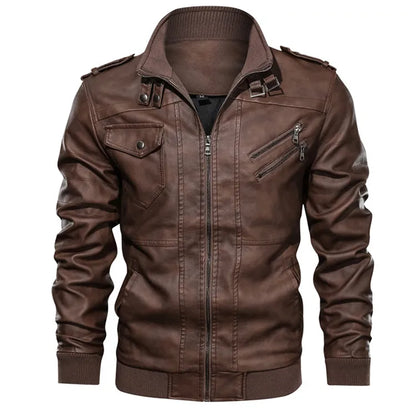 New Men's Leather Jackets Autumn Casual Motorcycle PU Jacket Biker Leather Coats Brand Clothing EU Size SA722