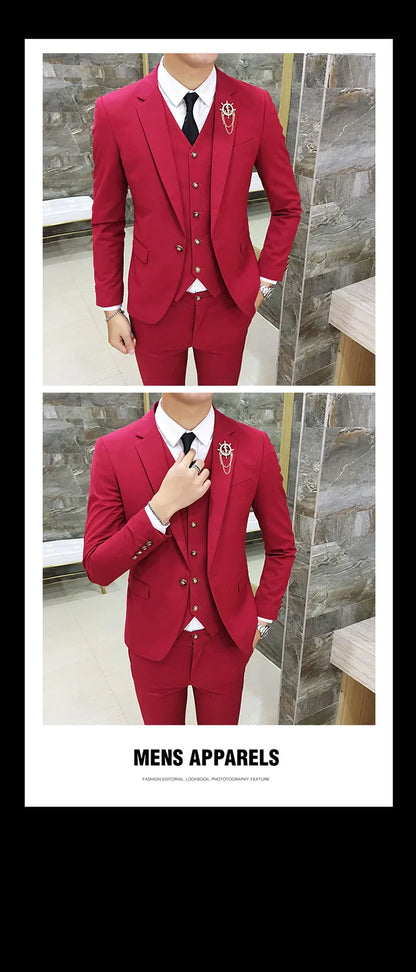 Men's Suits High Quality Wedding Groom Tuxedos Single Button Slim Fit Business Prom Dress Men's Formal Dress Suits