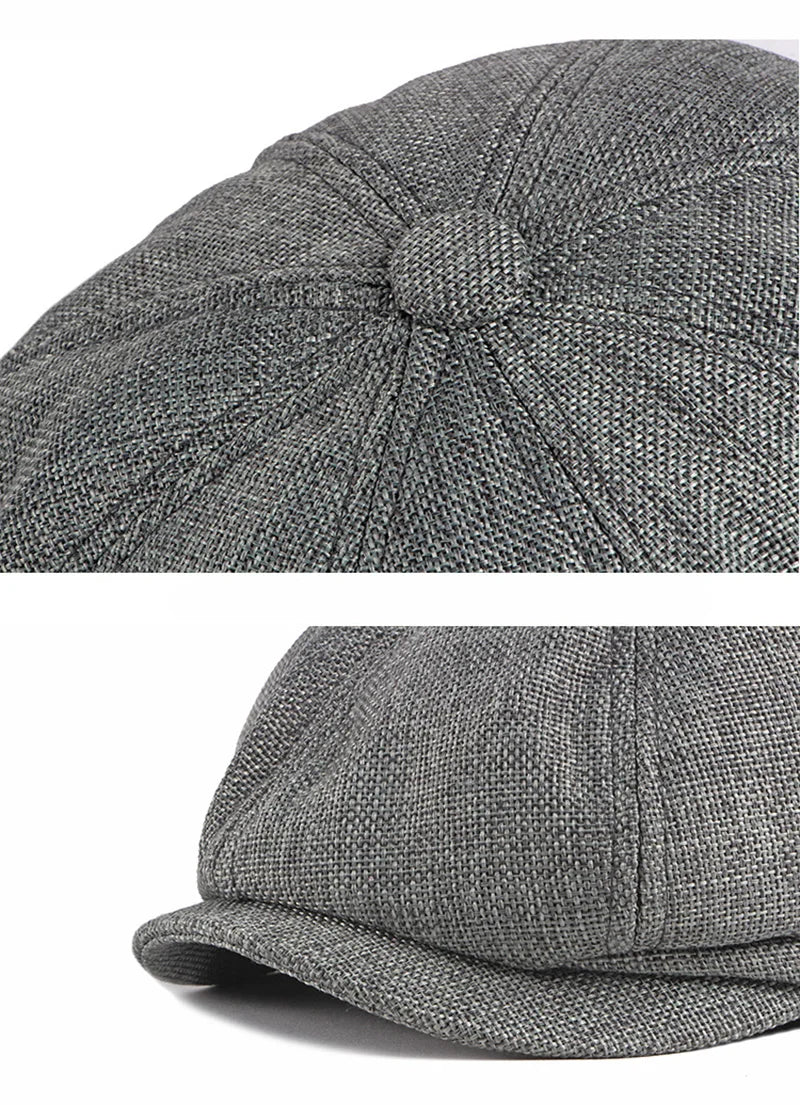 NEW Newsboy Cap Men Spring Summer Octagonal Hat For Male British Herringbone Flat Caps Retro Eight Blade Hats Breathable