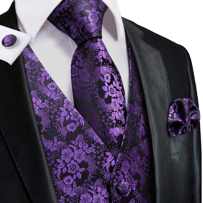 Navy Blue Mens Vest Formal Paisley Waistcoat Jacket Tie Handkerchief Cufflinks Set For Male Dress Suit Wedding Party