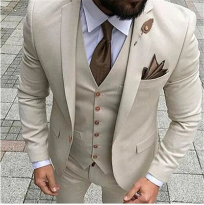 Men's Suits Prom Tuxedo Slim Fit 3 Piece Groom Wedding Suit For Men Custom Blazer Terno Masuclino 3 Pieces (jacket+vest+pant)