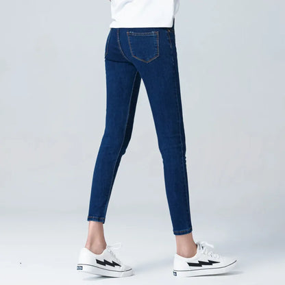 Women's Elastic high waist Skinny Jeans clothes 5XL 6XL fashion Women black blue pocket mom Jeans skinny Stretch Denim Pants