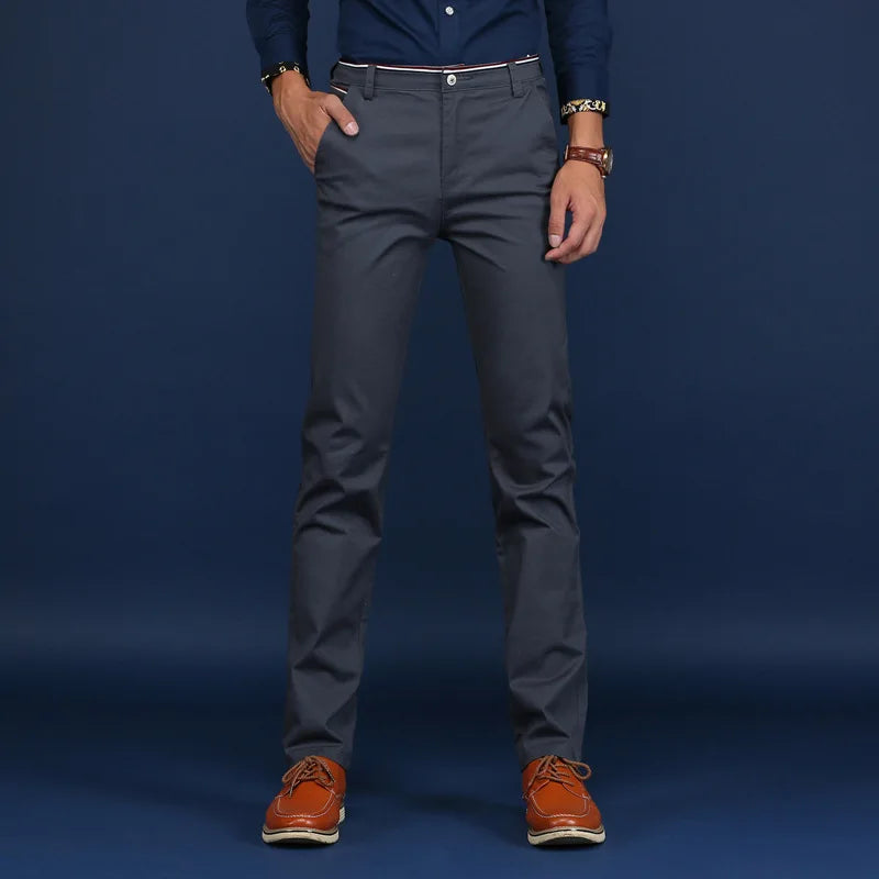 Classic Style Men Spring Summer Thin Casual Pants Fashion Business Cotton Solid Color Office Trousers High Quality Men Trousers