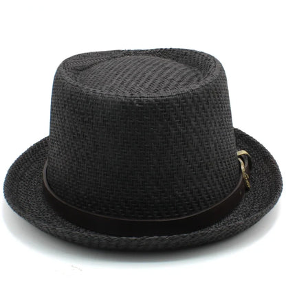 Men Women Classical Straw Pork Pie Hats Fedora Sunhats Trilby Caps Summer Boater Beach Outdoor Travel Party Size US 7 1/4 UK L