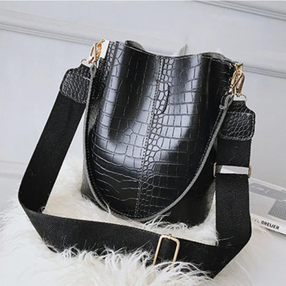 Crocodile Crossbody Bag For Women bucket Shoulder Bag large capacity Brand Designer Women Handbag PU Leather Female bolsos mujer