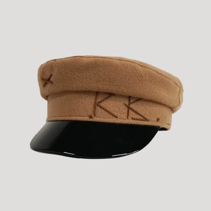 Winter caps women newsboy caps Thick warm  letter embroidery wool cap  S M L plaid patchwork militray caps