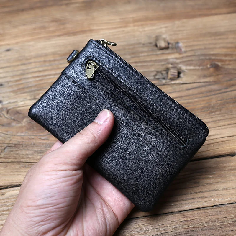 Leather Coins, Suitable For Men, Women, Mini Zipper Wallets, Small Purses, Female Purses, First Layer Cowhide Male Cardhold