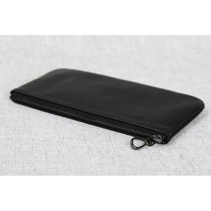 Men's Genuine Leather Long Zipper Wallet First Layer Cowhide Youth Ultra-Thin Handbag Wallet Trendy Brand Simple Wallet