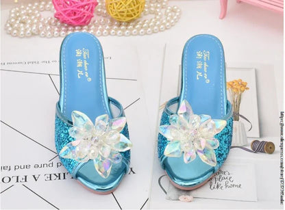 Shoes For Girls Cartoon Leather Children Shoes Frozen Princess Kids Shoes Girl Slippers Dress Snow Queen Sandal