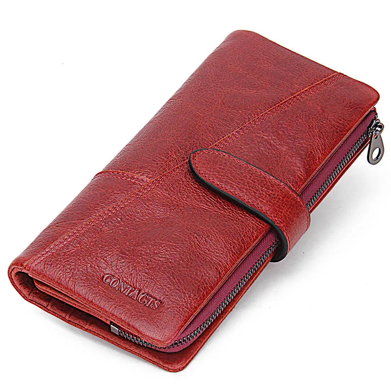 Genuine Leather Men's Long Wallet With Phone Bag Zipper Coin Pocket Purse Male Clutch Wallets For Men Portfel Small